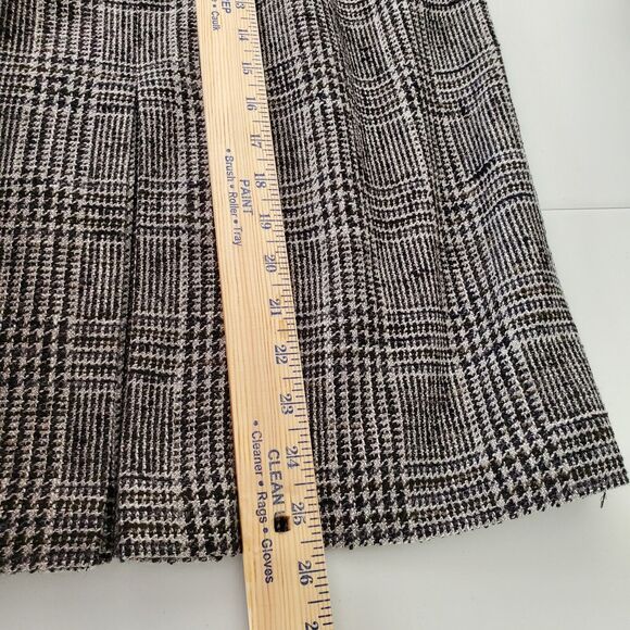 VTG 90s Gray Wool Tweed Houndstooth Pencil Skirt L 12 Retro Classic Old Money - Picture 10 of 14
